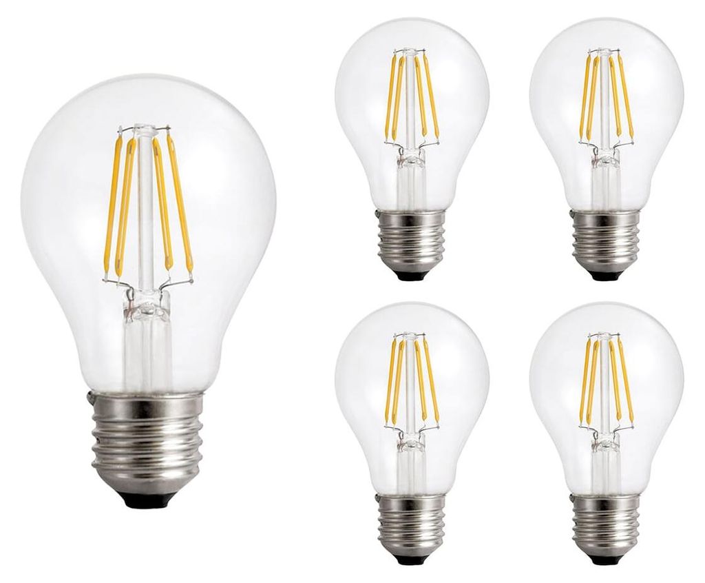 Spectrum LED-Lampe A60 E27 - 8,5 W - 230 V - 1100 Lumen - 2700 K Warmweiß - Ø 60 mm - Für Decken-, Tisch- oder Stehlampen - 5 Stück