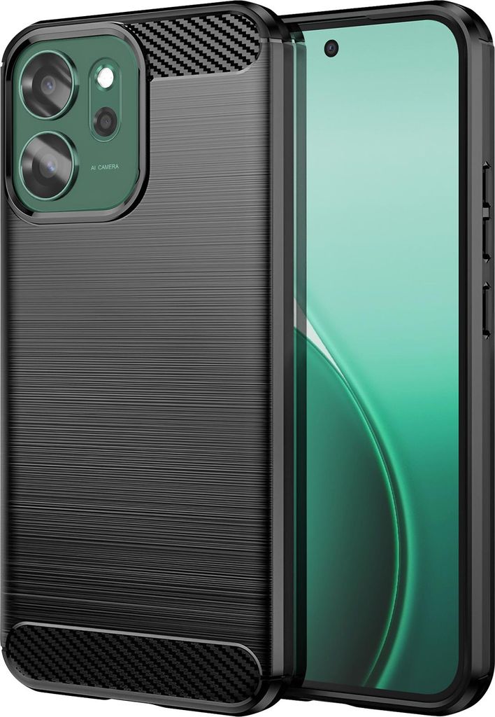 Avizar, Hülle Oppo Reno 14F / 14 FS Carbon-Look mit Bürstentextur, Schwarz