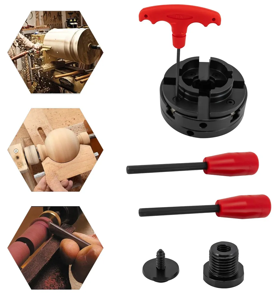 Mandrin de tour auto-centrant 4 mors en acier durable finition noire