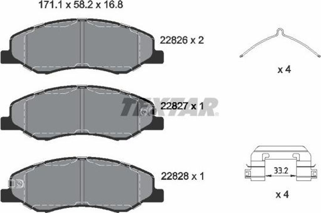 Bremsbelagsatz, Scheibenbremse TEXTAR 2282601