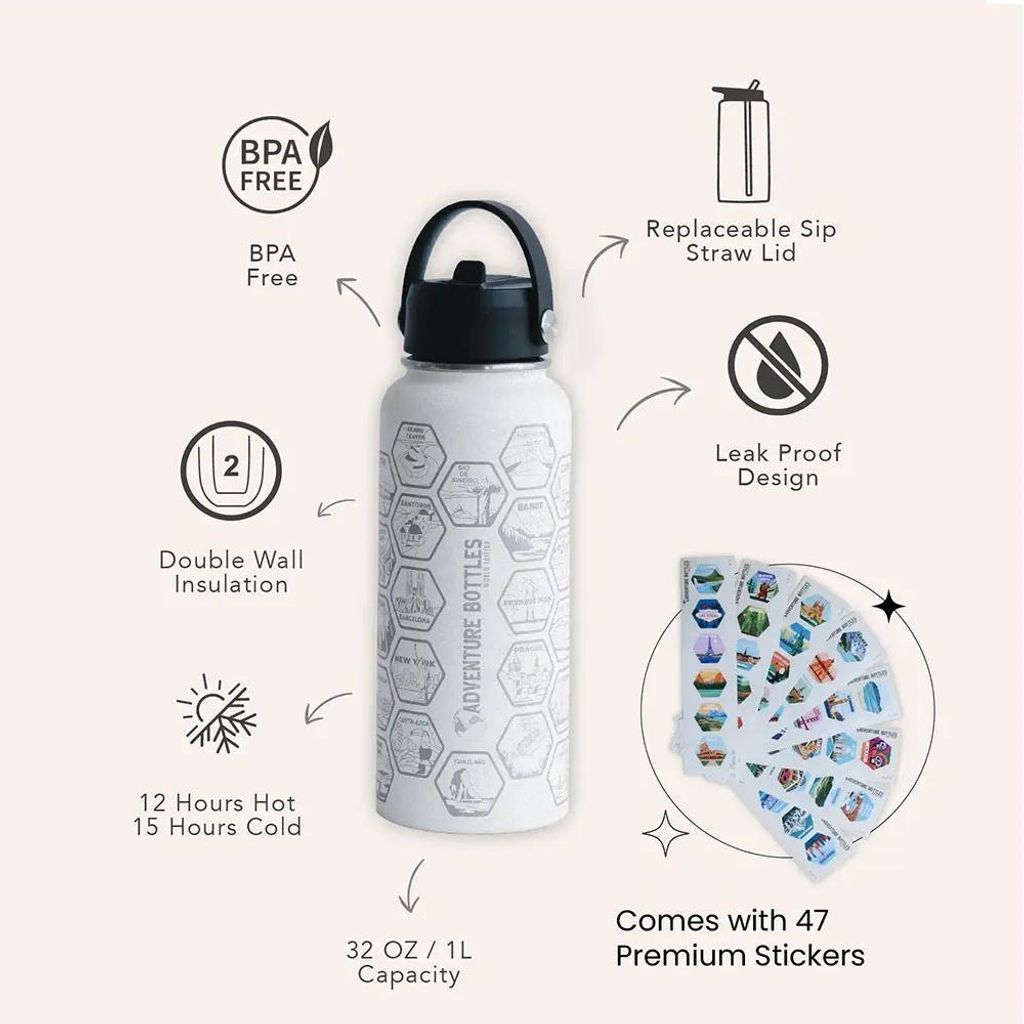 Awesome Maps Adventure World 1l Thermosflasche Weiß  Weiß Produktbild 