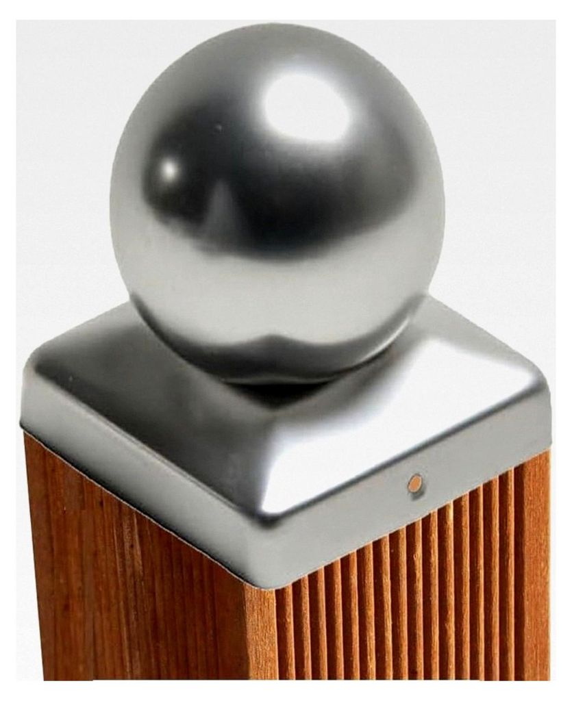 Aluminium-Pfostenkappen mit Kugel und VA-Schrauben, rostfrei (71x71 mm)