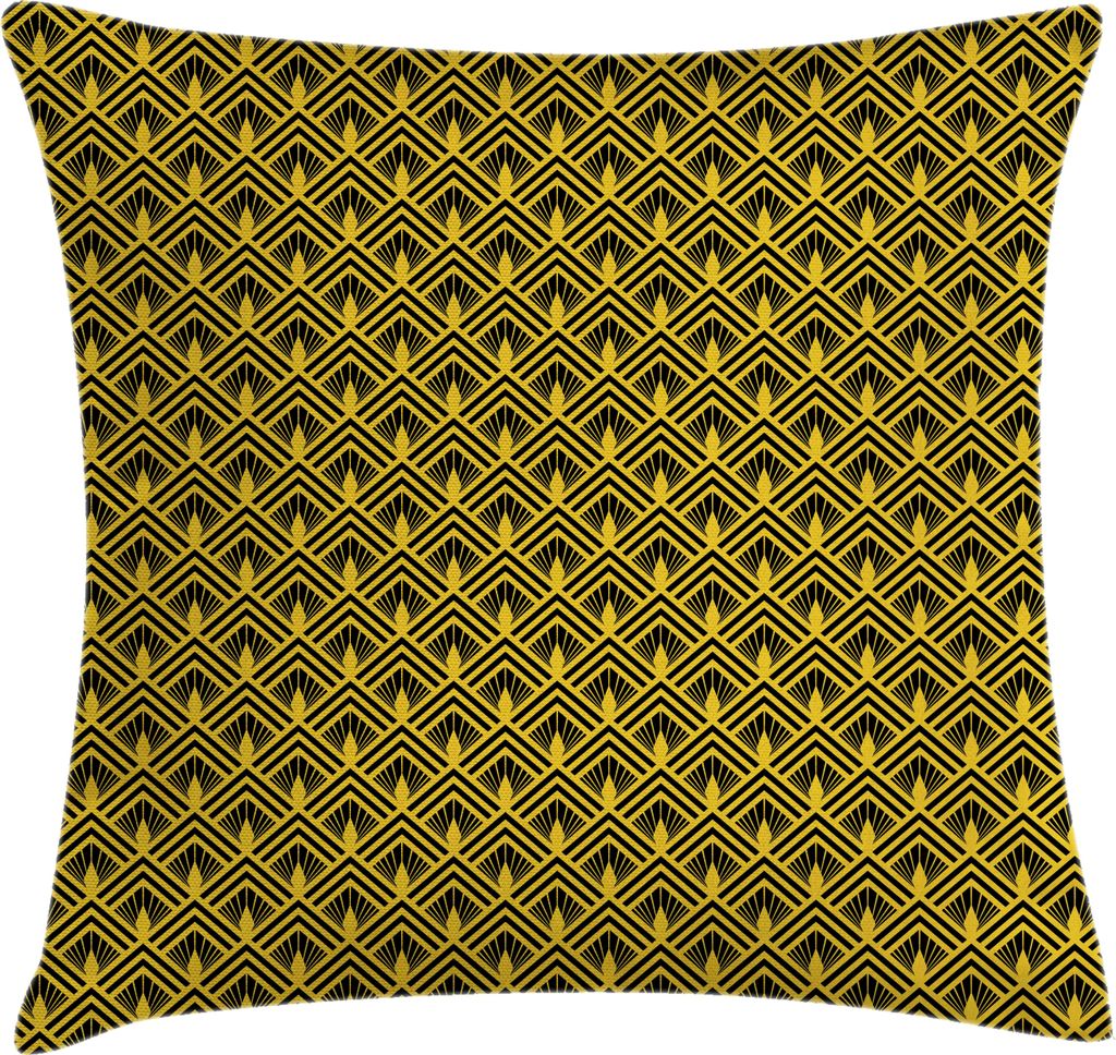 ABAKUHAUS Abstrakt Kissenbezug, Gelb tonte Art Deco-Muster mit Muscheln Jahrgang Geometrische Einfachheit, 40 x 40 cm, Gelb Anthrazit grau