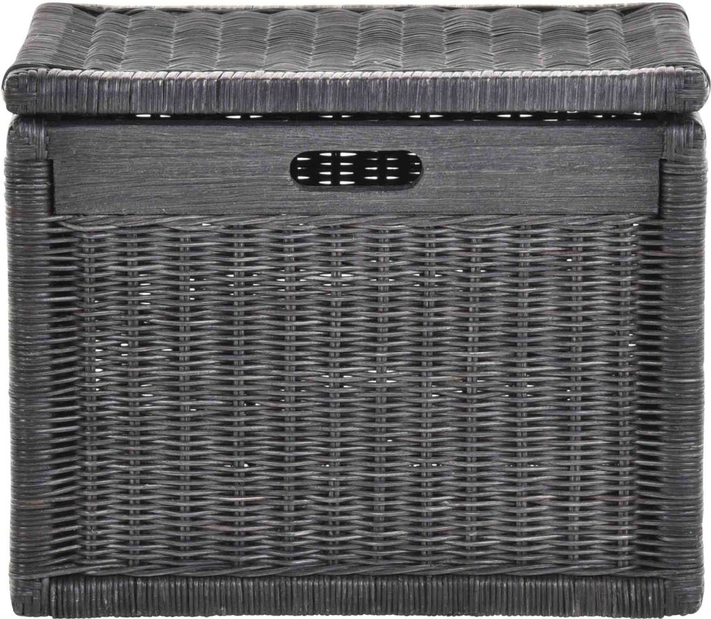 KRINES HOME Korb mit Deckel Rattan geflochten Farbe Royal Schwarz, Regalkorb, Aufbewahrungsbox