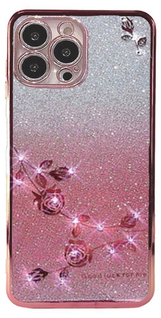 GLITZER STRASS ROSE TPU HÜLLE Silikon Case Cover Handyhülle für iPhone 15 Pro Max
