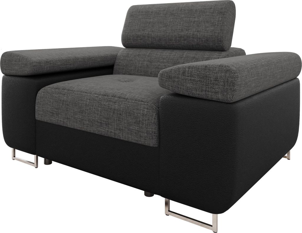 MIRJAN24 Sessel Torezio, Polstersessel mit Einstellbare Kopfstützen, Wohnzimmer, 134x102x70-90 cm (Farbe: Soft 011 + Lux 06)