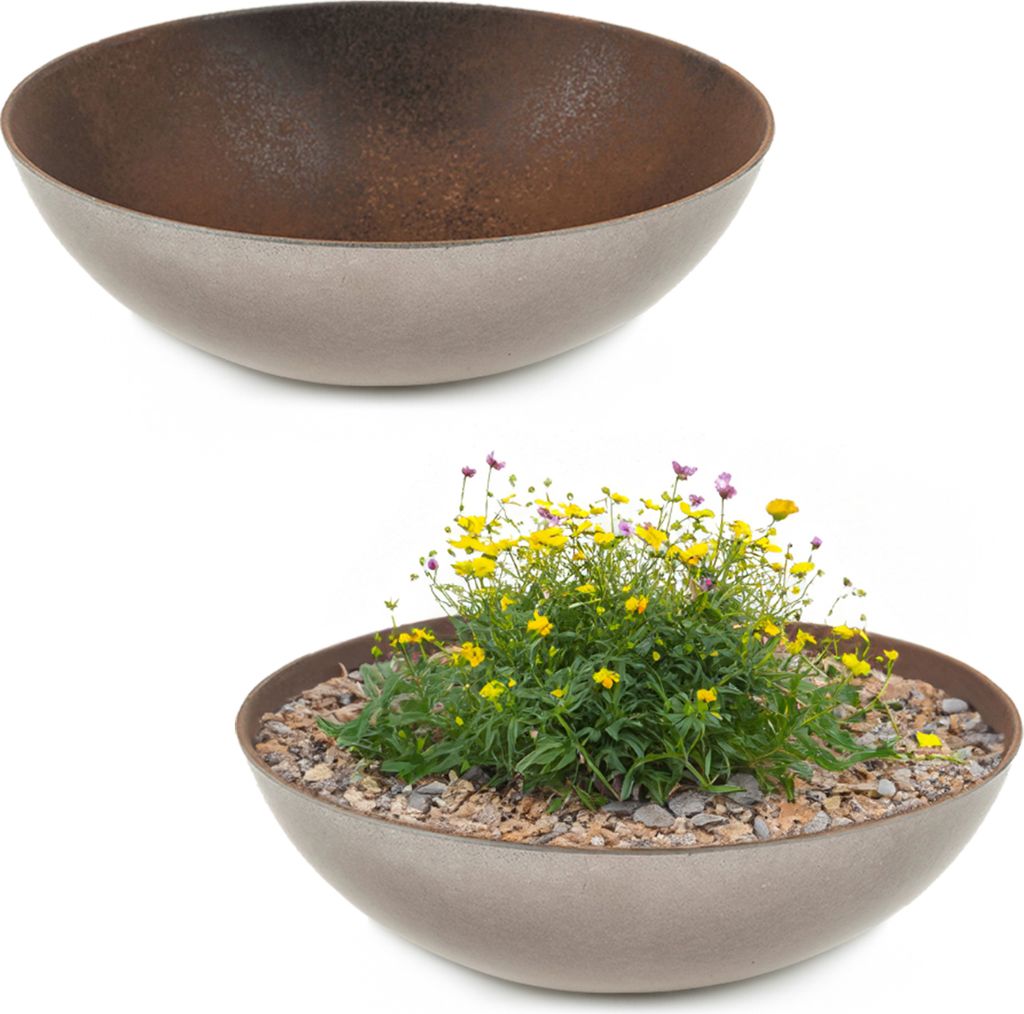 Pflanzschale für draußen Dekoschale rund Rost-Optik 37 x 10,5 cm
