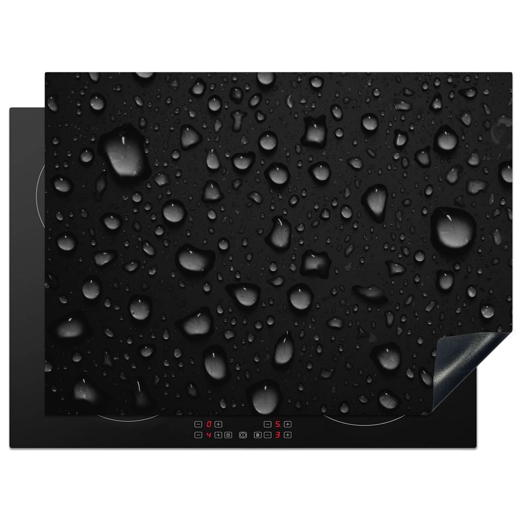 KitchenYeah Herdabdeckplatte Tropfen - Schwarz - Wasser , 70x52cm, Küche Deko, Glaskeramikkochfeld Herdabdeckung, Abdeckplatte fùr Kochfeld