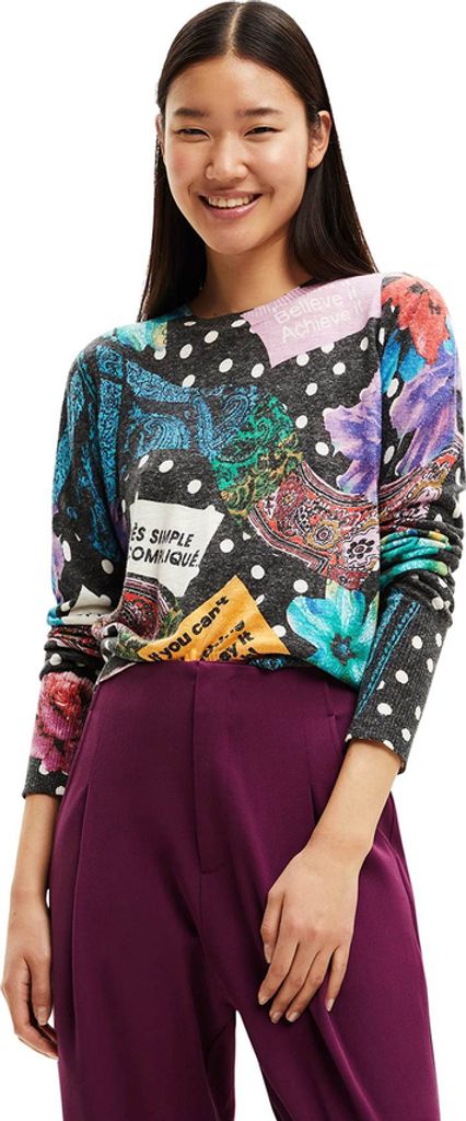 Desigual Damen Langarmshirt Schwarz 22WWJFA1_NERO_2000 : Größe - L Größe: L