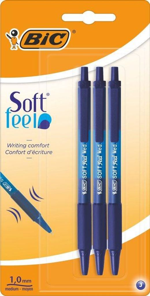 BIC Soft Feel Klick-Kugelschreiber - Blau - 3er Pack - Produktbild 