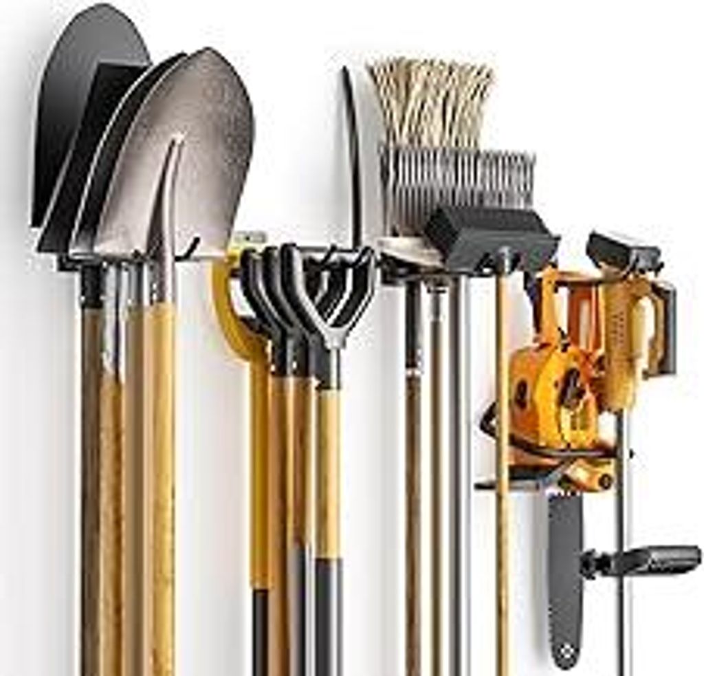 Wandhalterung für Gartengeräte, 4 Stück Werkzeughalter Haken – Robustes Porte Outils Mural für Rangement Garage, Accroche Balai Mural und Sup...
