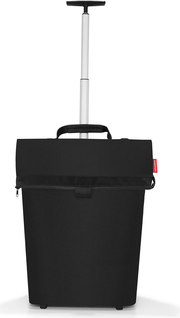 A black reisenthel shopping trolley with a telescopic handle.