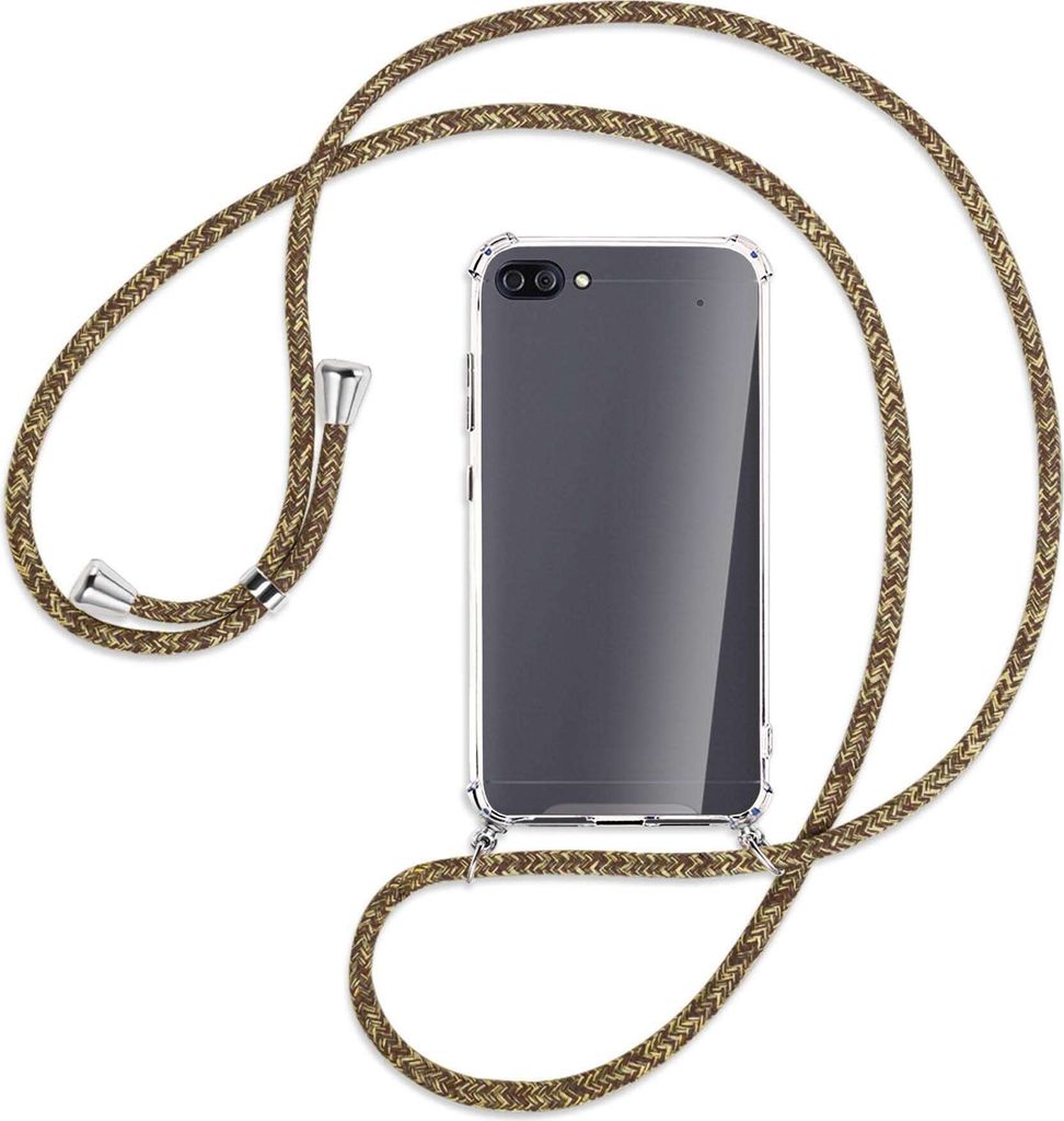 Handykette Backcover-Schutzhülle mit Band (Metall silberfarben) für Asus Zenfone 4 Max (Pro/Plus) - braun+beige