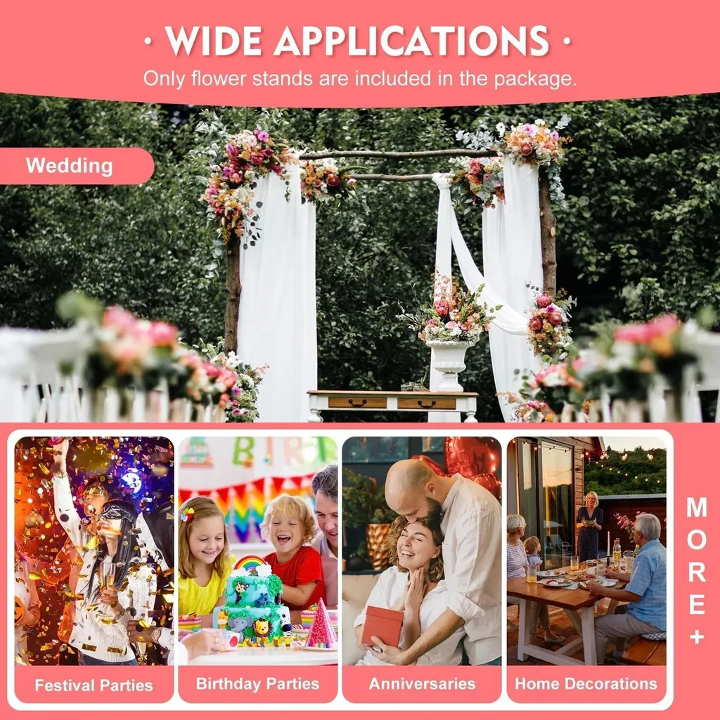 Support pour fleurs de mariage décoration centre de table doré M - 2