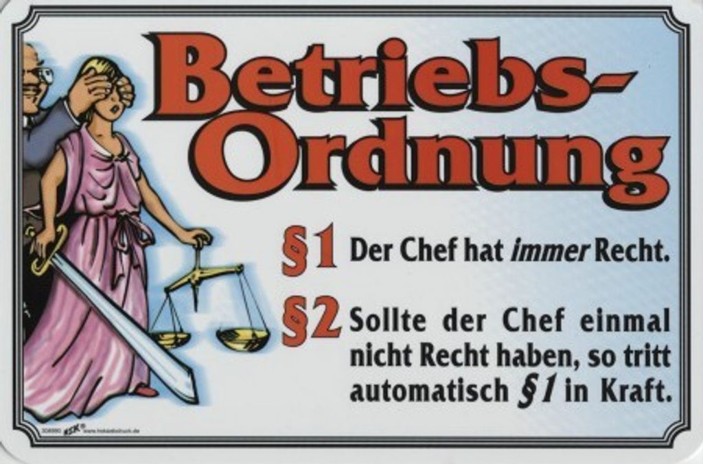 Spaß-Schild - Betriebsordnung ... Der Chef hat Recht ... - Produktbild 
