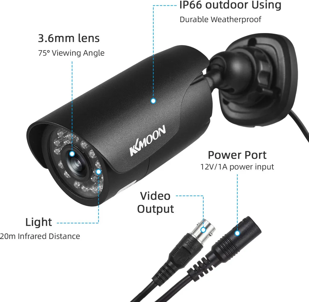 Caméra CCTV Analogique Extérieure 1080P Full HD avec Vision Nocturne IR
