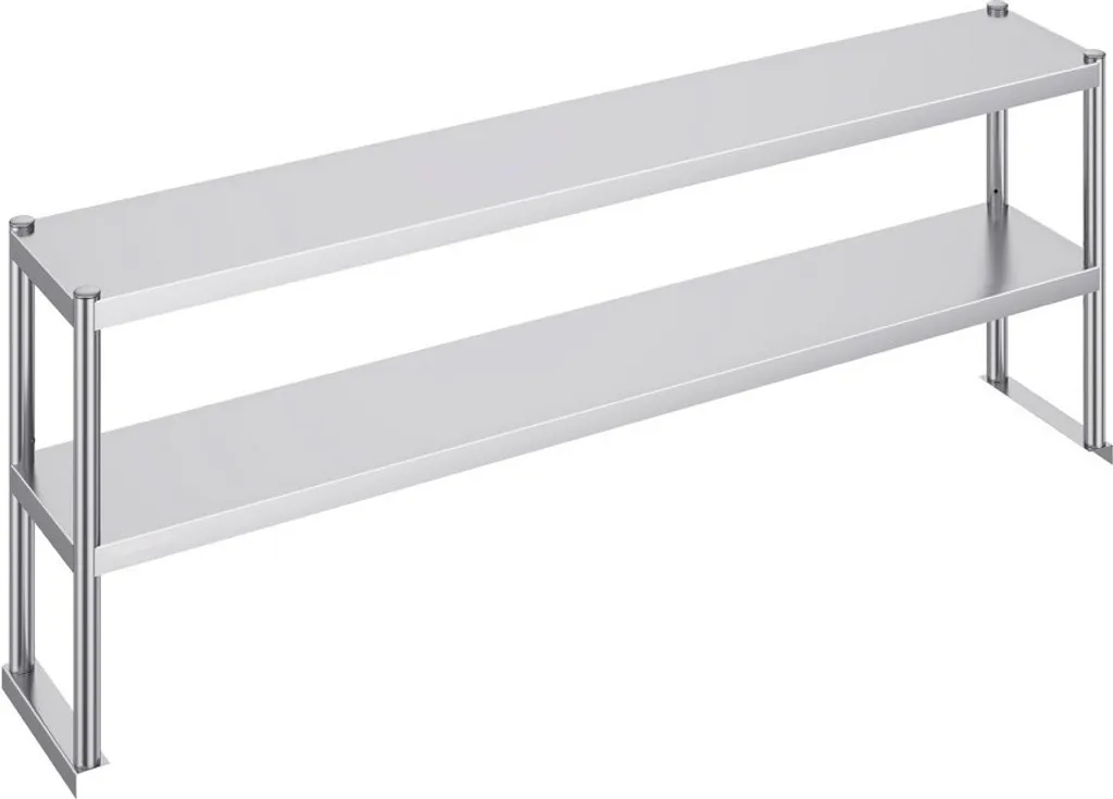 Double surétagère inox 305x1829mm pour table de préparation chef