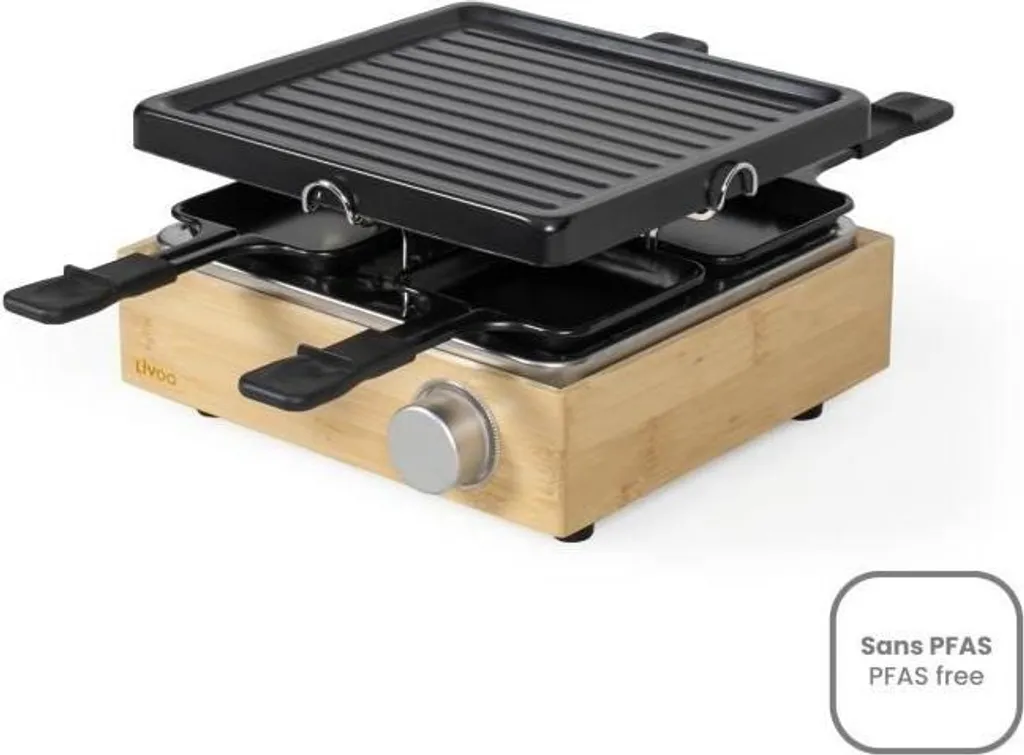 Raclette Livoo DOC311 per 4 Persone: Grill 800W con Termostato e Accessori