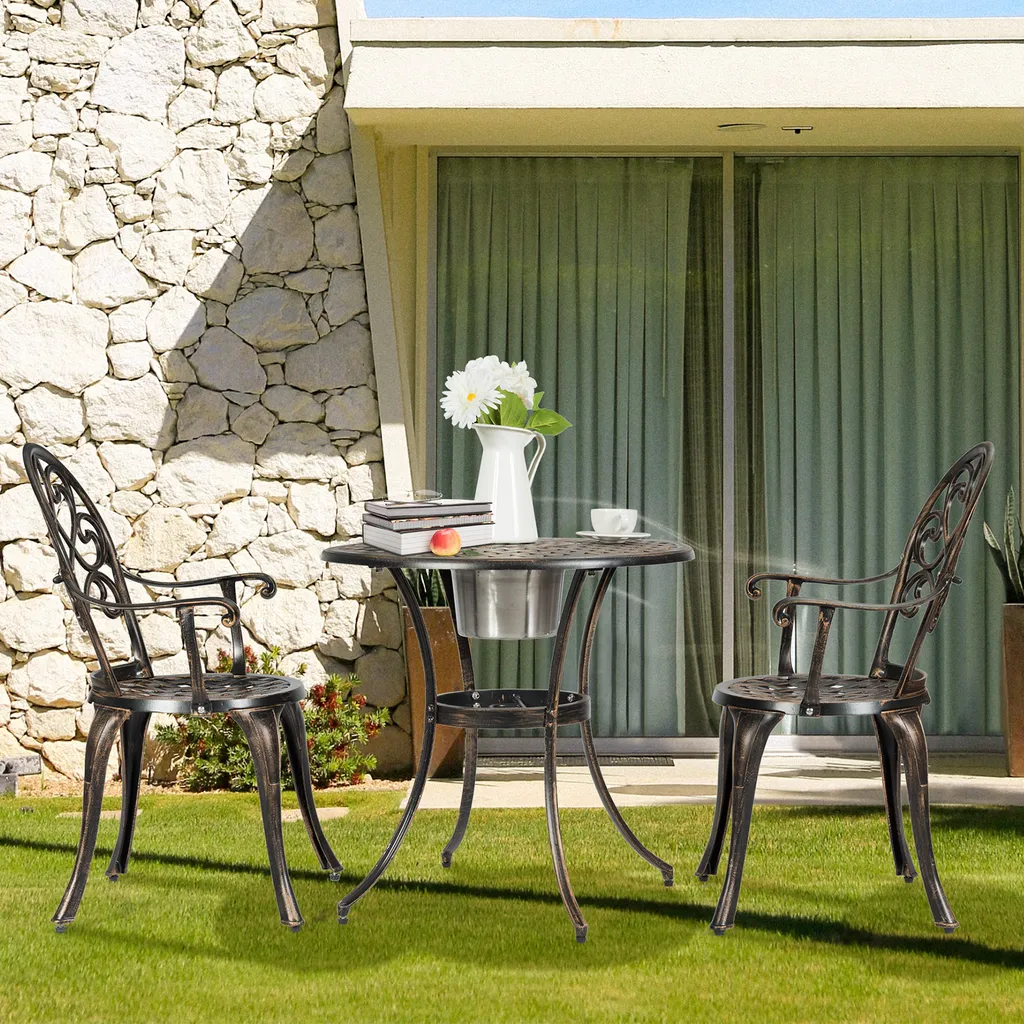 Mobilier de jardin en fonte d'aluminium avec bac à glaçons amovible set