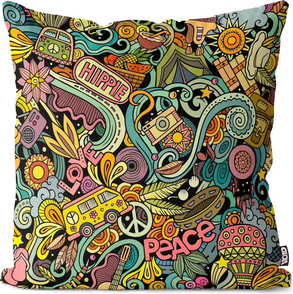 VOID Hippie Muster Flower Power Kissenbezug Kissenhülle Sofakissen Kissen Deko Outdoor-Kissen Dekokissen
