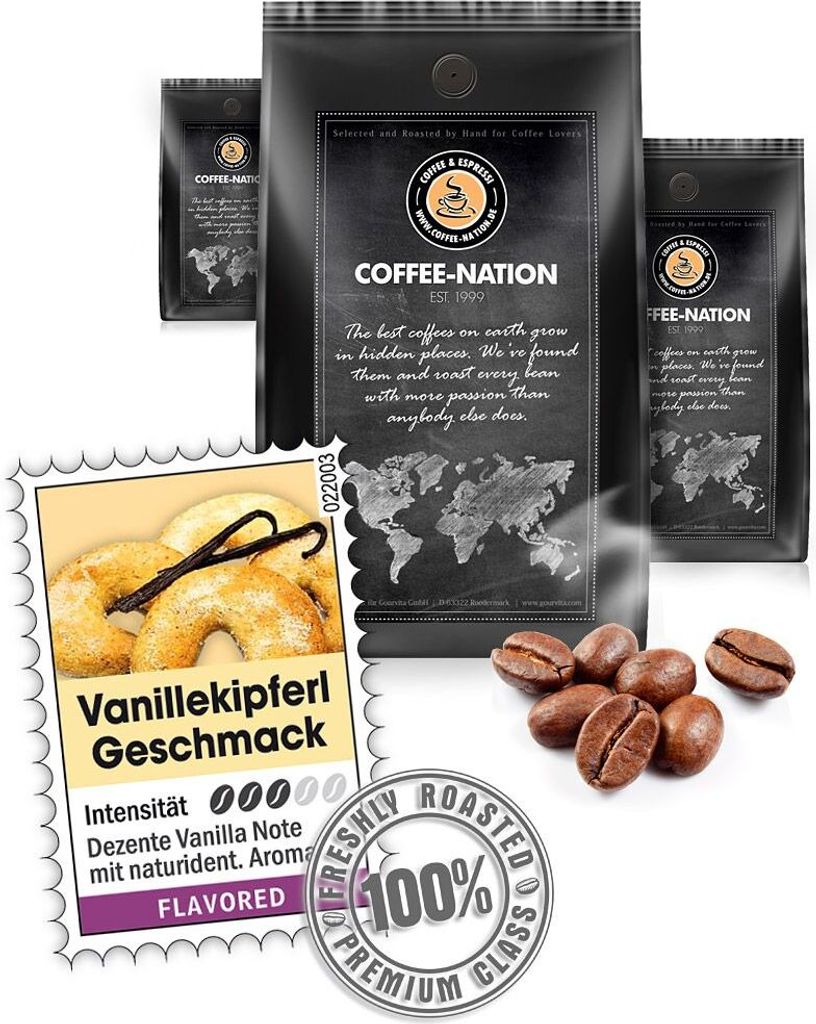 Kaffee VANILLEKIPFERL aromatisiert von Coffee-Nation, 500g Produktbild 