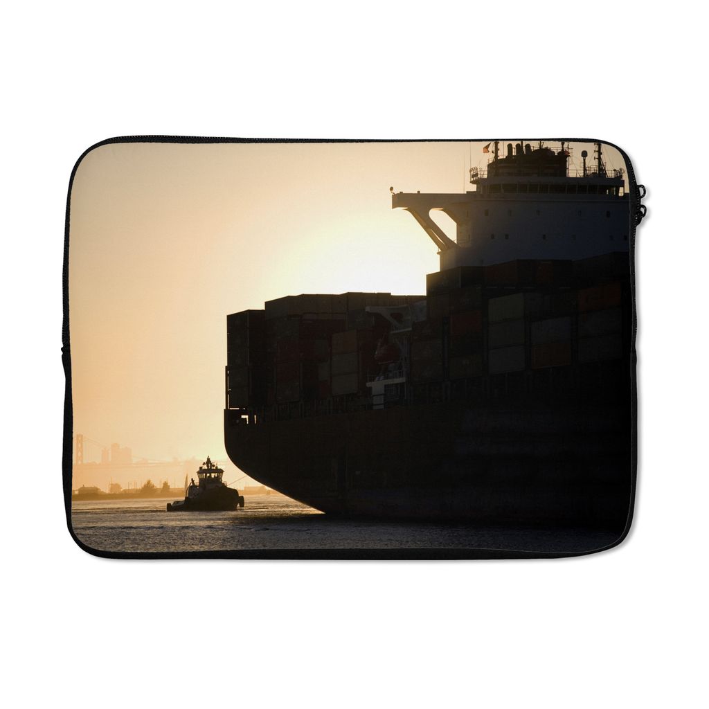 MuchoWow Laptop Hülle 13 Zoll Schlepper und ein Containerschiff Laptoptasche - Laptophülle - Sleeve - Rundumschutz