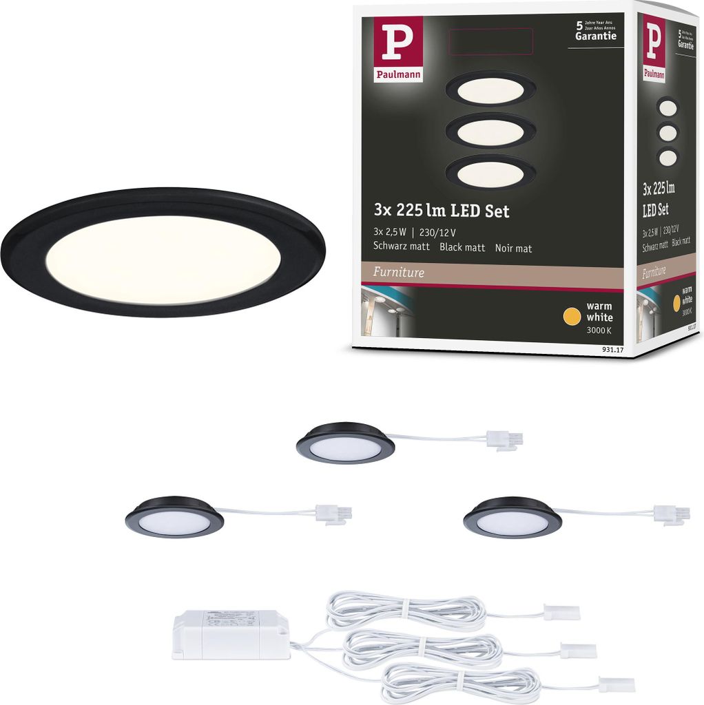 Paulmann LED Möbeleinbauleuchten 3er-Set