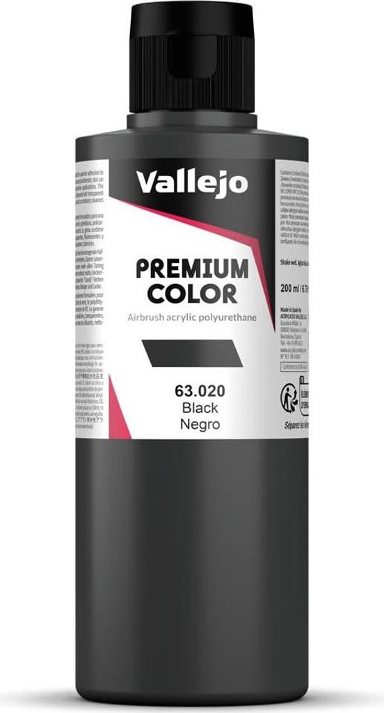 Vallejo Premium Color Nero 200 ml Aerografia Immagine del prodotto 