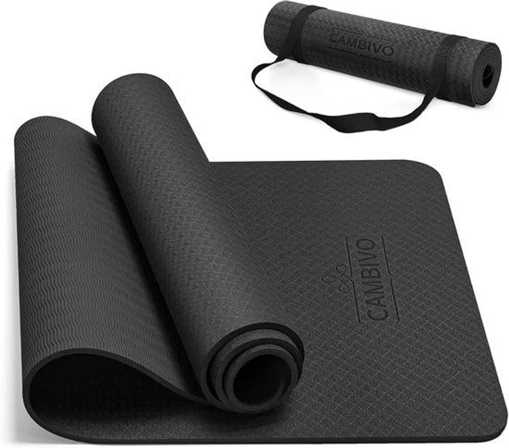 Tapis de yoga rembourré 183x61 cm antidérapant 8mm avec sangle grise
