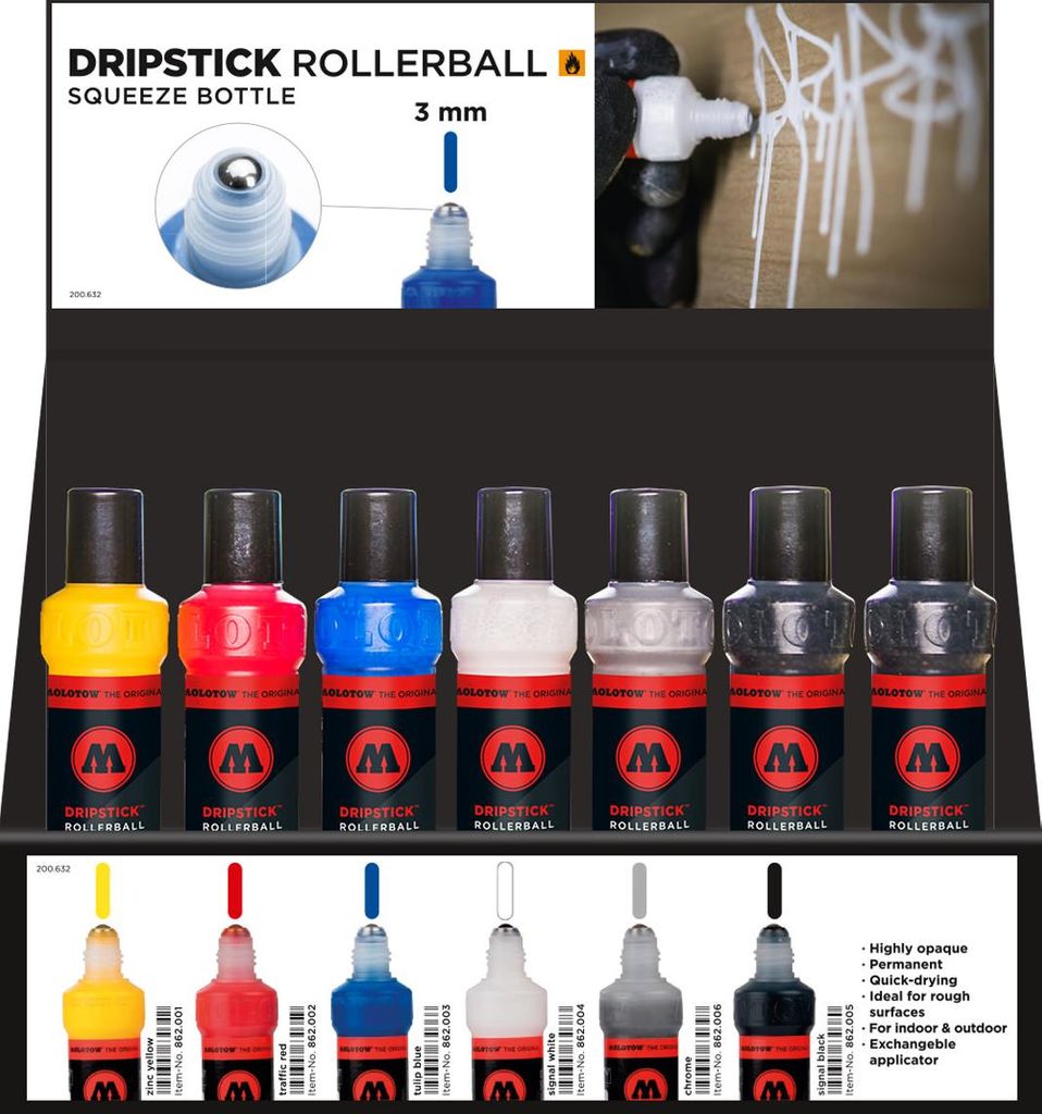 Molotow Rollerball Dripstick Squeeze Bottle 28er Sales Display