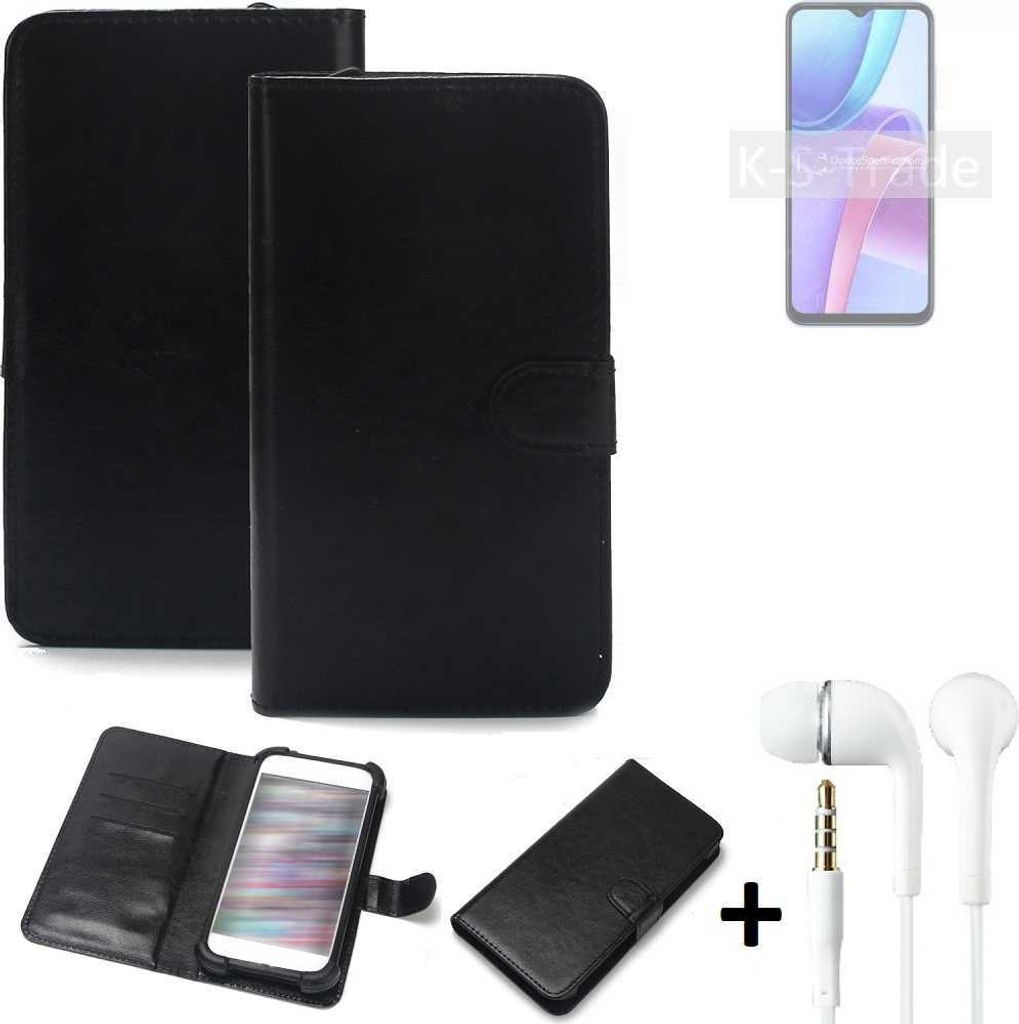 K-S-Trade Wallet Case Handyhülle kompatibel mit Xiaomi Redmi Note 11R Schutzhülle Flip cover Flipstyle Tasche Hülle Flipcover Slim Bumper schwarz +
