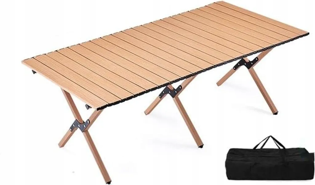 Table de camping pliable marron 120x90cm résistante et transportable