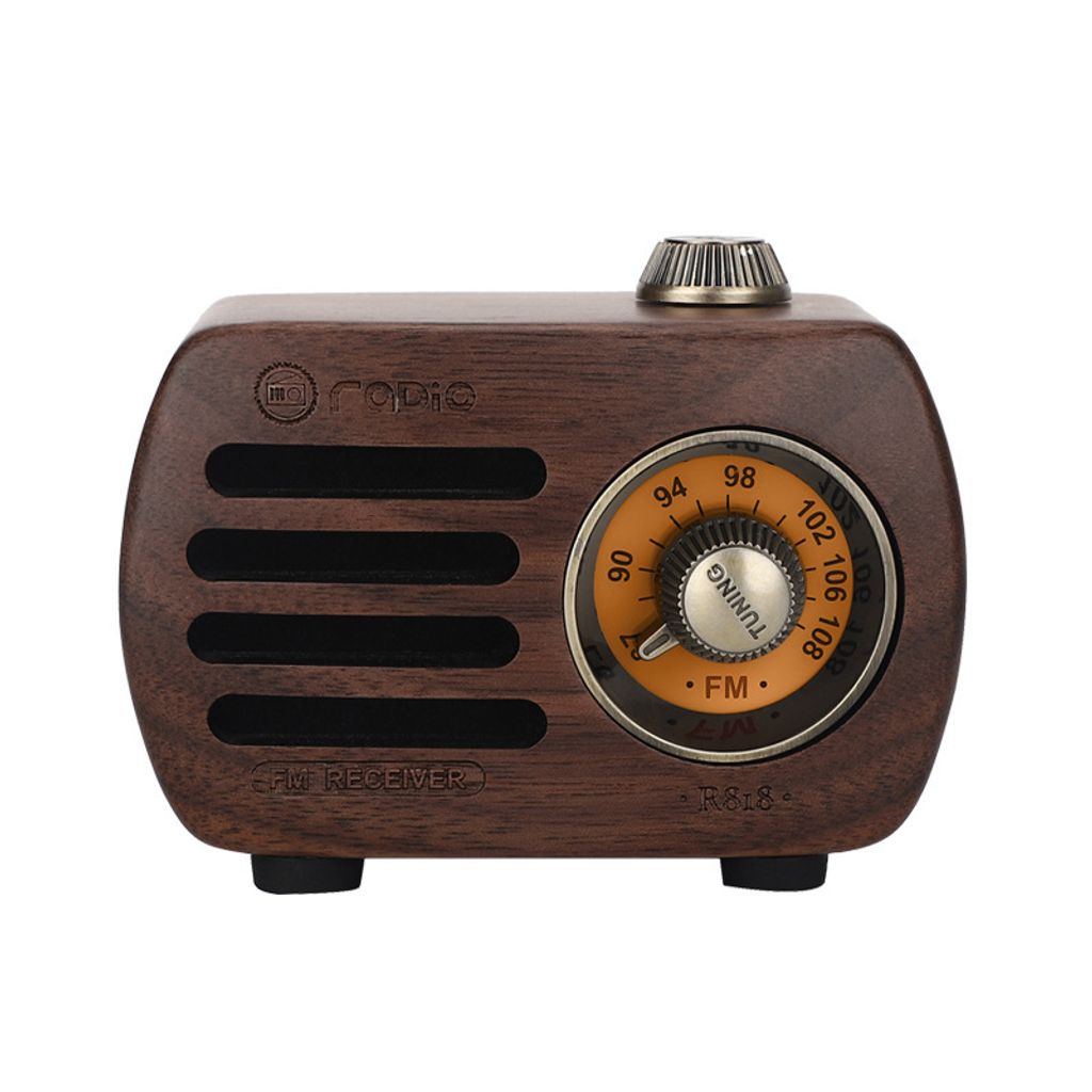 Retro-Bluetooth-Lautsprecher, Plug-in-Karte U-Disk tragbares kleines UKW-Radio mit Stahlkanone, kreatives Mini-Audio-Geschenk(Dunkelbraun)