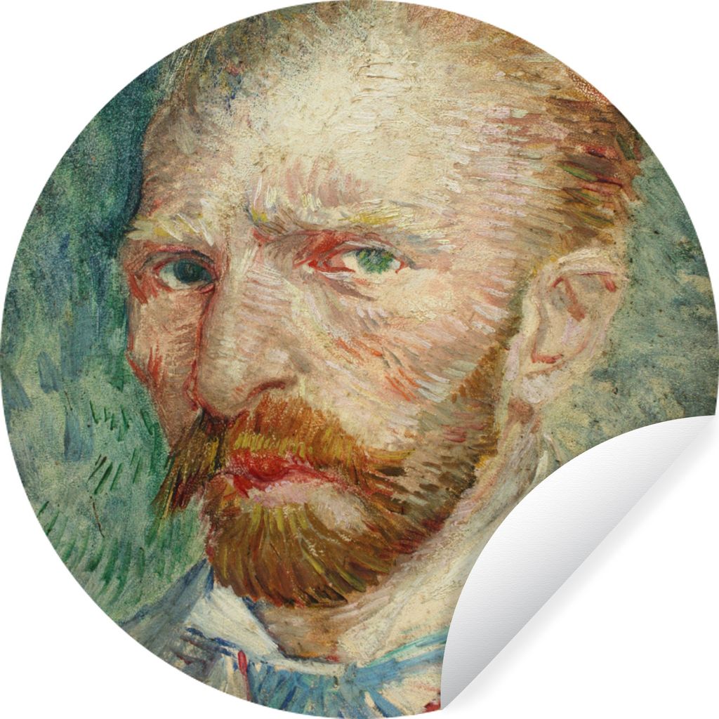 MuchoWow Runde Wandtattoo - Wandsticker Tapete Aufkleber Selbstporträt - Vincent van Gogh Ø 100 cm Selbstklebend und Repositionierbar - Wandauf...