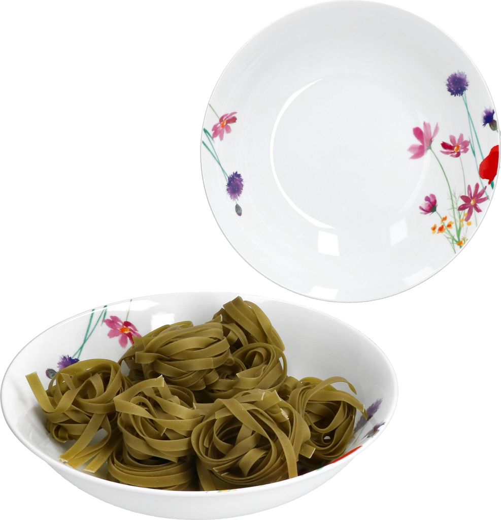 2x Marie Servierschalen Ø25,5cm 1,3L Porzellan Blumen Suppen-Geschirr