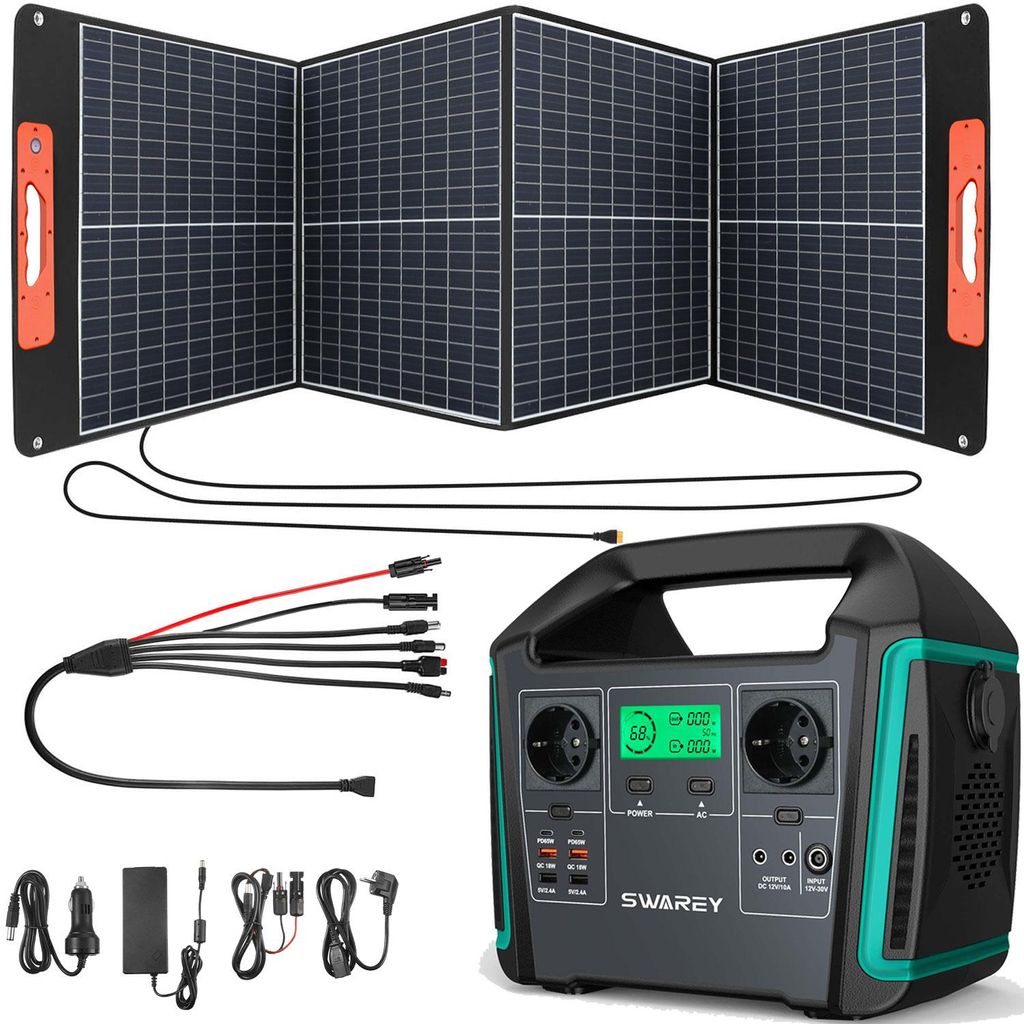 1000W(1500W Spitze) Power Station Kraftwerk 725,76Wh Solargenerator Solarspeicher mit 100W Solarpanel