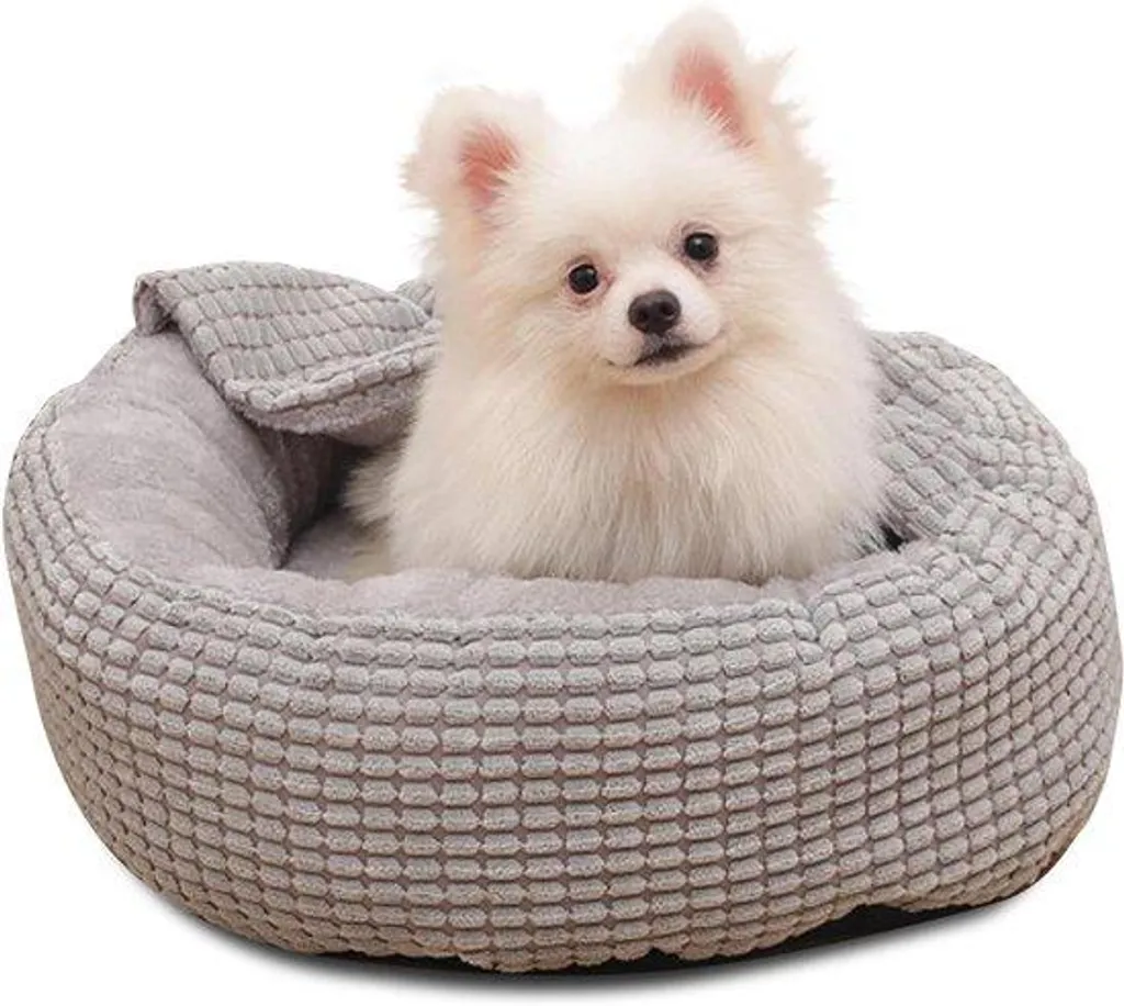 Lit apaisant pour chien de 9kg max, panier avec dôme et base stable
