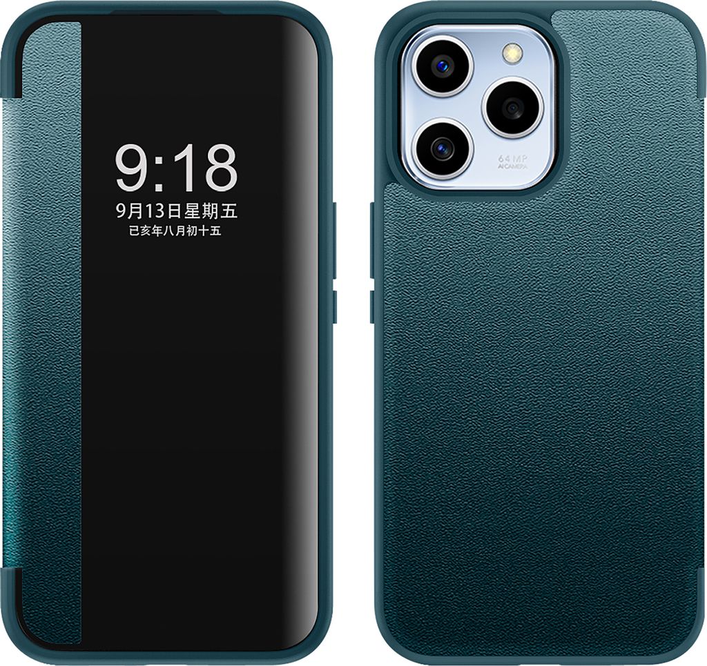 Honor 60 SE Hülle, Schlank Kunstleder Klapp Ledertasche Schutzhülle für Honor 60 SE Grün