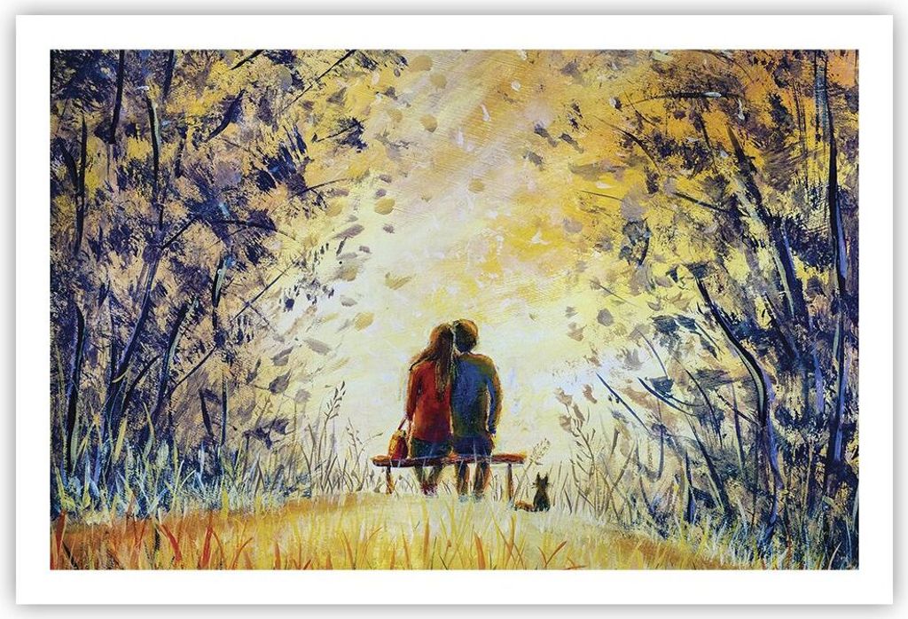 Poster - Poster ohne Rahmen - Liebhaber auf Bank - 91,5x61 cm - Wand Bild - Wanddeko - Wandbilder - Kunstposter - Wandposter - Bilder - Kunstdruck ...