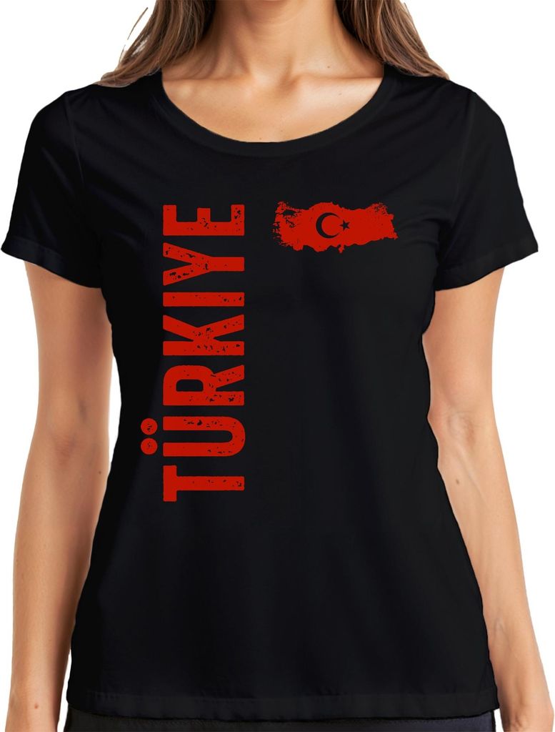 Türkiye Türkei Fan türkische Flagge Fußball WM 2026 EM 2028 Damen T-Shirt, Schwarz, XL
