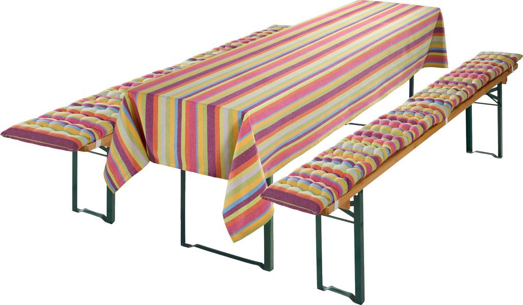 REDBEST Auflagen und Tischdecke 3-teilig bunt 90x260 cm