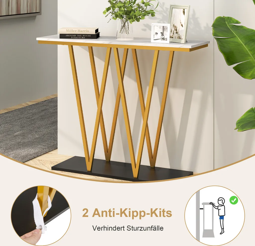 Table Console d'Entrée Gain de Place Meuble Déco Salon Chic 100cm - 5