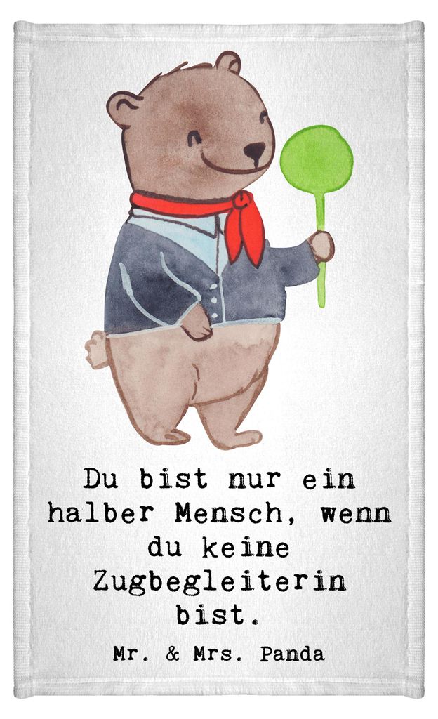 Mr. & Mrs. Panda Handtuch Zugbegleiterin Herz - Weiß - Geschenk, Gästetuch, gäste wc, Frotteetuch, Klein