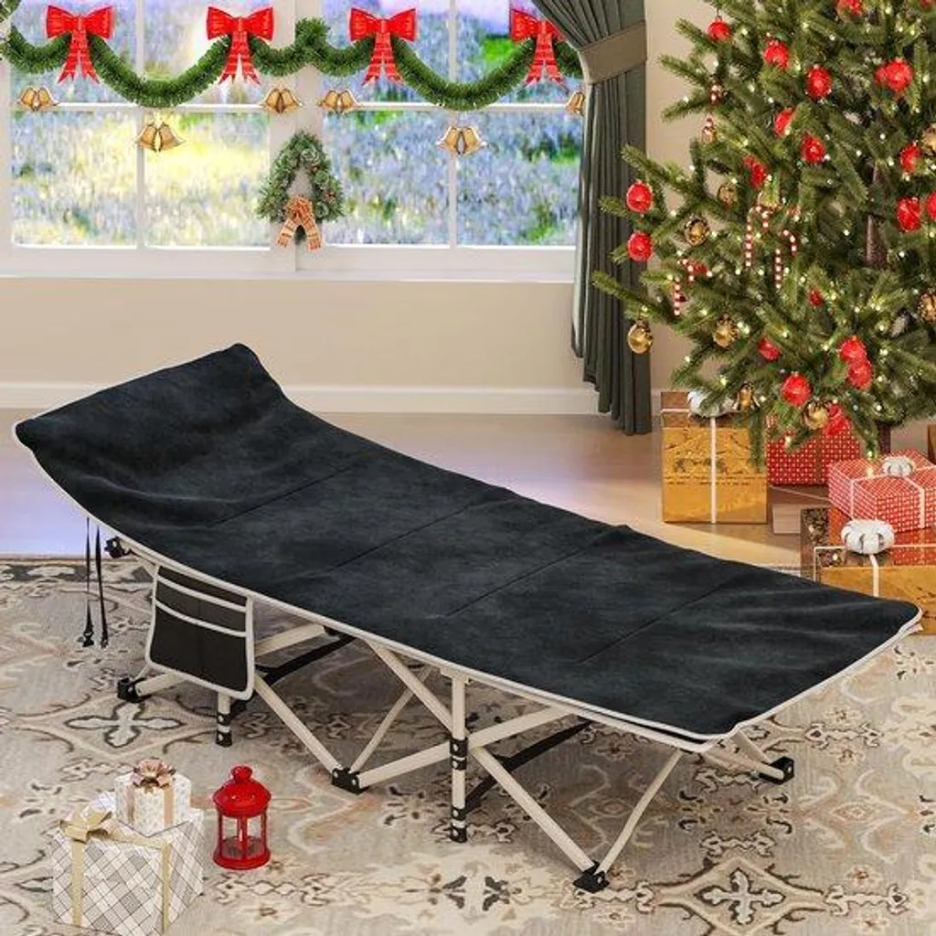 Lit de voyage pliable adulte avec matelas épais et tubes en acier renforcé