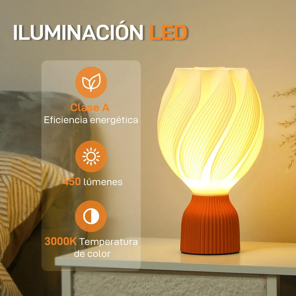 Luminaire de bureau LED 3D Blanc - Lampe de lecture Design Pétale Chic - 5