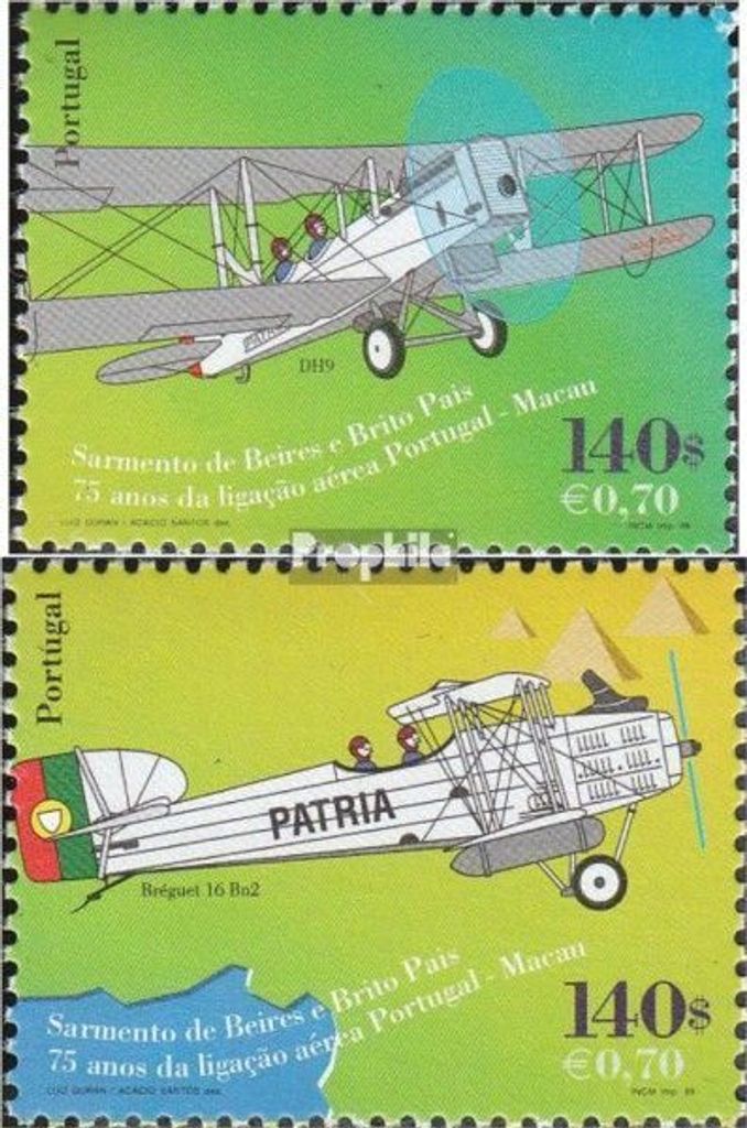 Briefmarken Portugal 1999 Mi 2333-2334 (kompl.Ausg.) postfrisch Fernstreckenflug