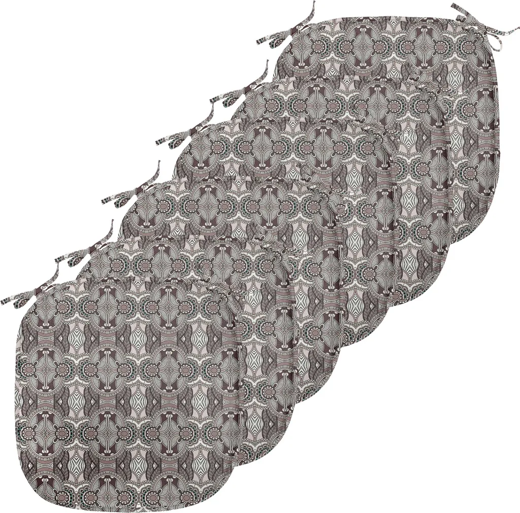 Galettes de Chaise avec Sangles - Lot de 6 Coussins à Motif Floral Royal