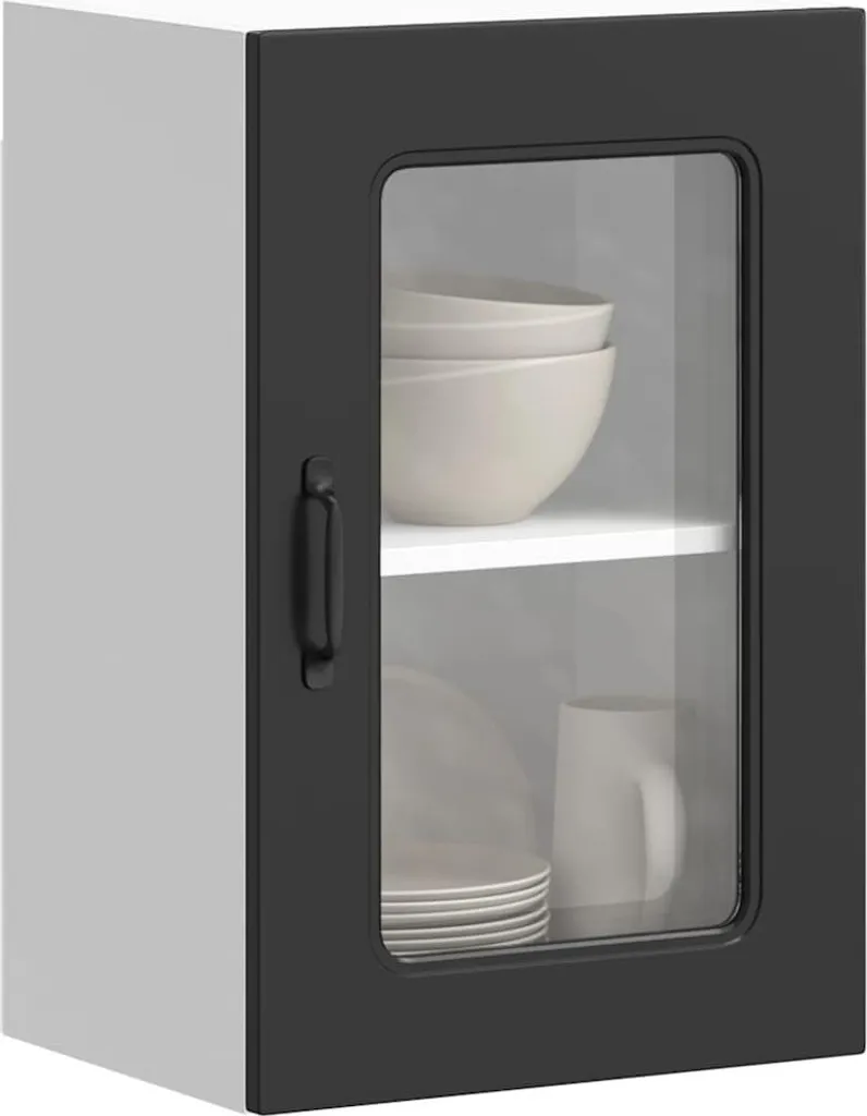 Pensile Cucina con Vetro Kalmar Nero vidaXL | Mobile Sospeso Moderno