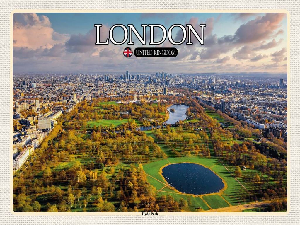 vianmo Holzschild 30x40 cm London England Hyde Park Bildmotiv Reisemotiv Abenteuer Reisen