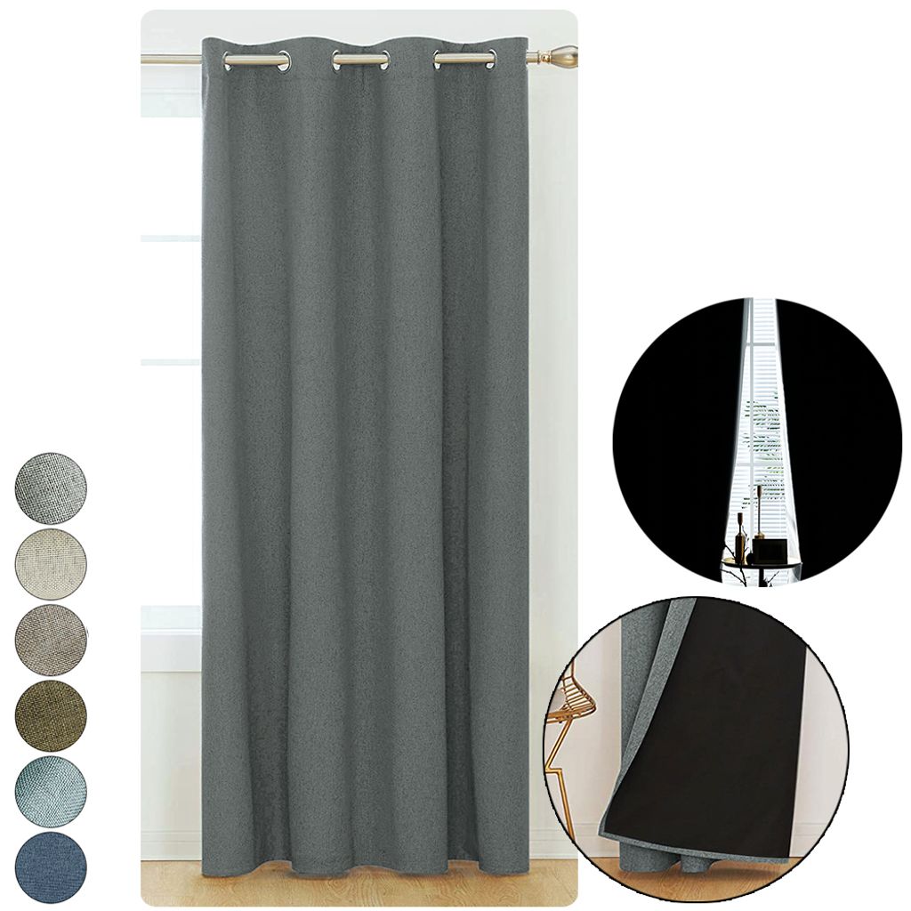 Vorhang Mit Ösen 100% Verdunkelung Gardine Blickdicht Doppellagig Verdunkelungsmaterial Verdunklungsvorhang Wohnzimmer Schlafzimmer Grau 134x270cm